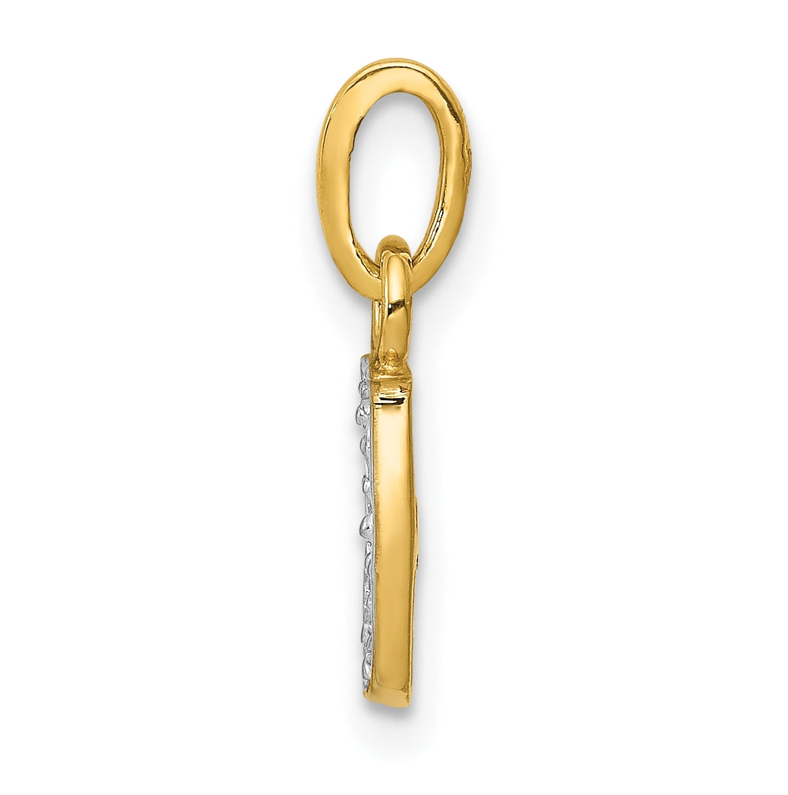 10K Yellow Gold and Rhodium Diamond Initial J Charm
