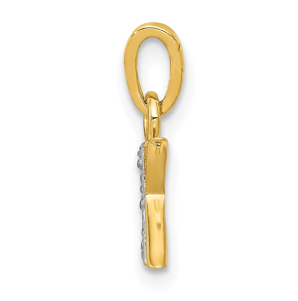 10K Yellow Gold and Rhodium Diamond Initial K Charm