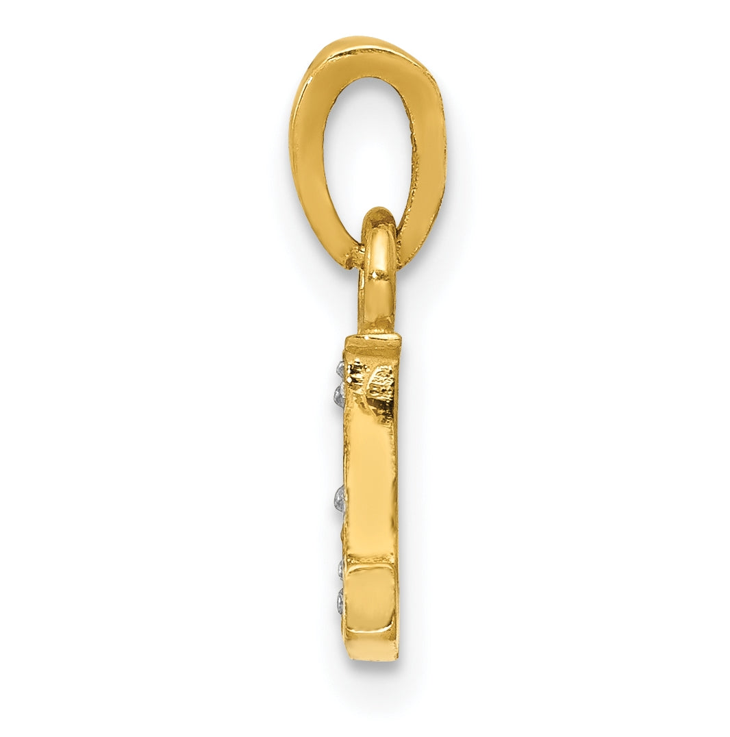 10K Yellow Gold and Rhodium Diamond Initial L Charm