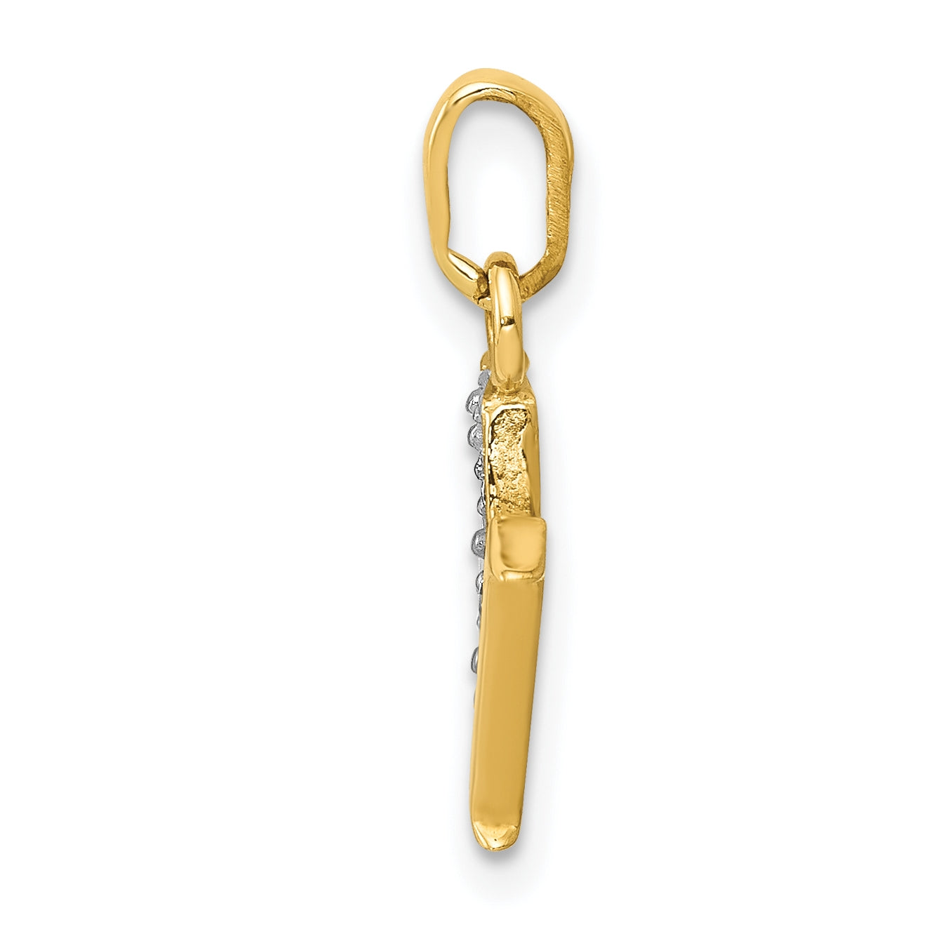 10K Yellow Gold and Rhodium Diamond Initial M Charm
