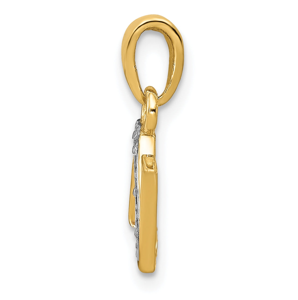 10K Yellow Gold and Rhodium Diamond Initial N Charm