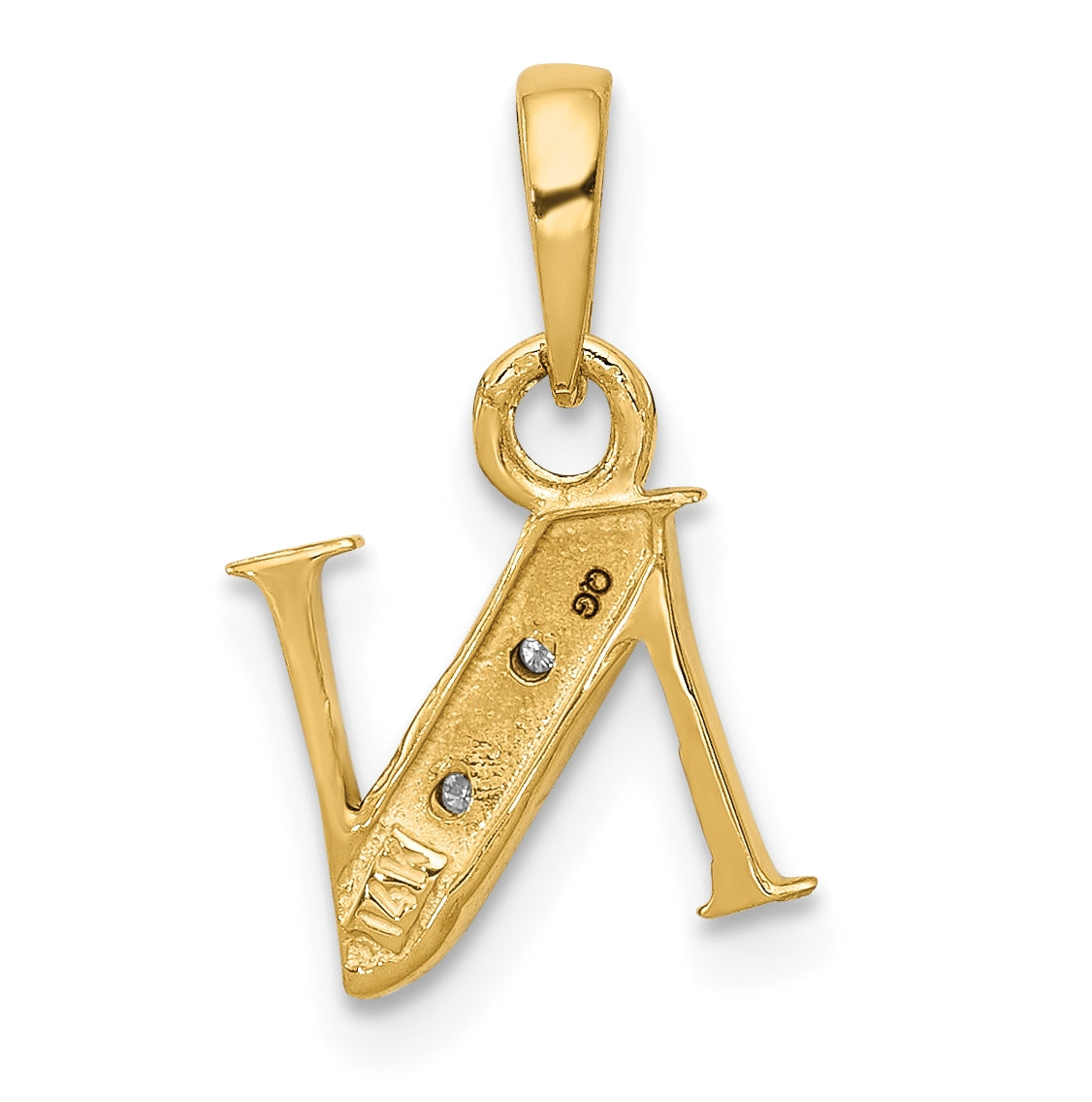 10K Yellow Gold and Rhodium Diamond Initial N Charm