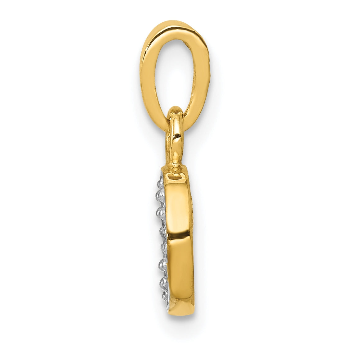 10K Yellow Gold and Rhodium Diamond Initial O Charm