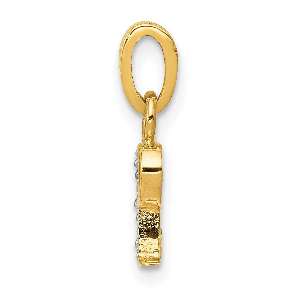 10K Yellow Gold and Rhodium Diamond Initial P Charm