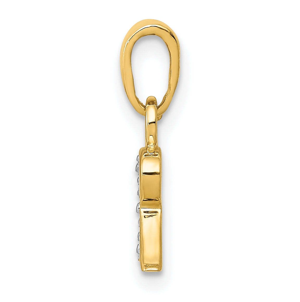 10K Yellow Gold and Rhodium Diamond Initial R Charm