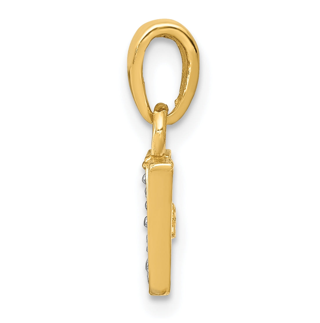10K Yellow Gold and Rhodium Diamond Initial V Charm