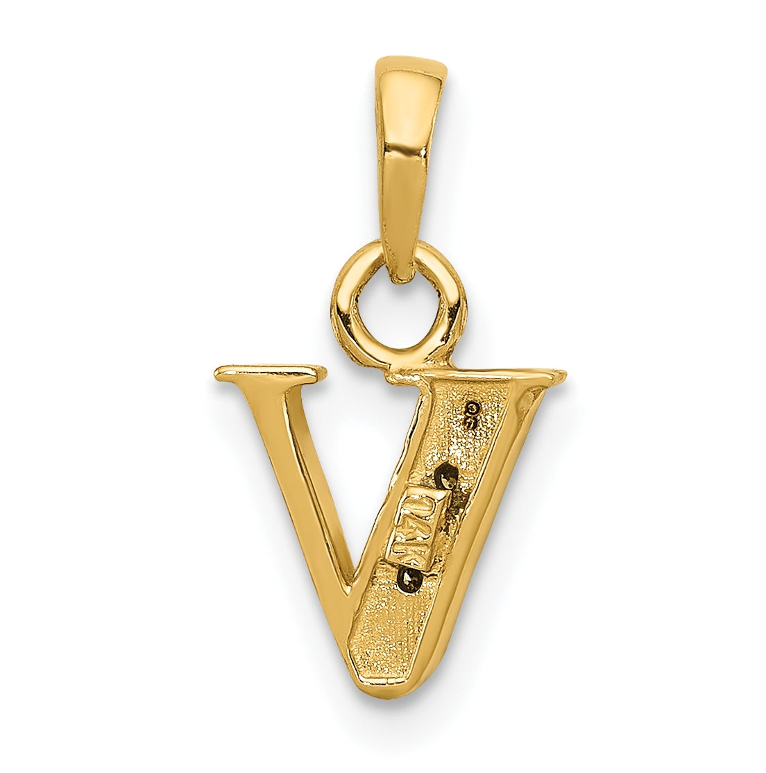 10K Yellow Gold and Rhodium Diamond Initial V Charm