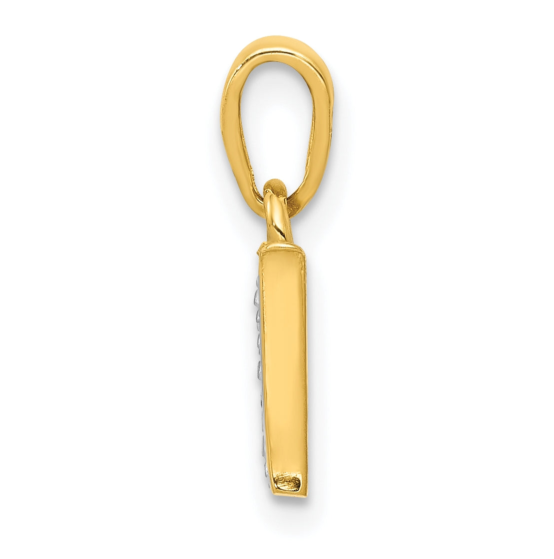 10K Yellow Gold and Rhodium Diamond Initial W Charm