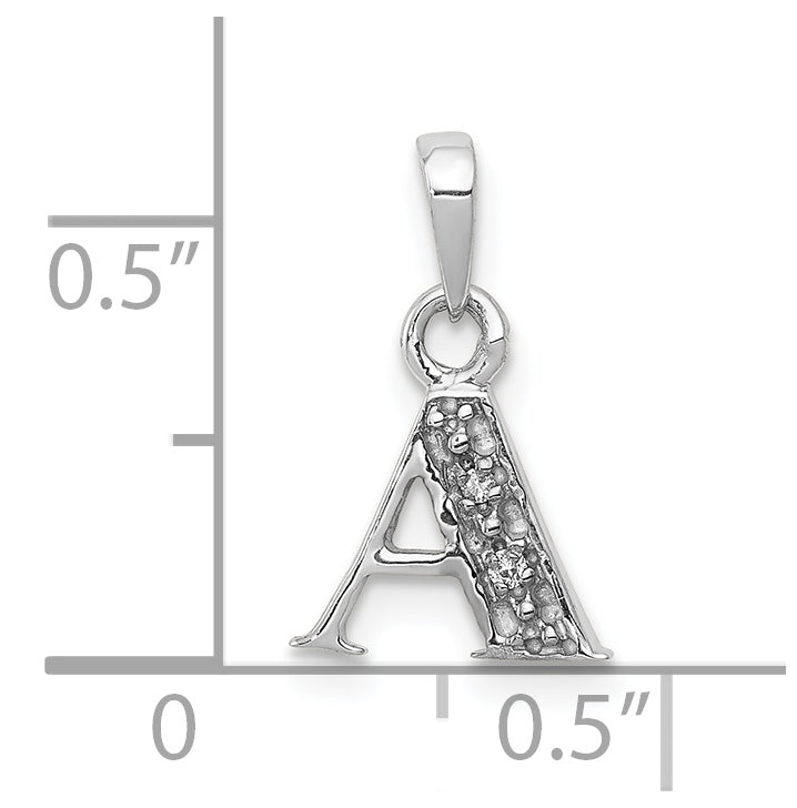 10K White Gold Diamond Initial A Pendant