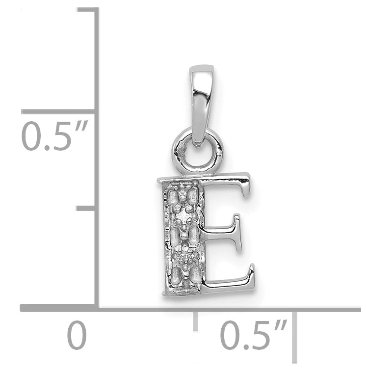 10K White Gold Diamond Initial E Pendant