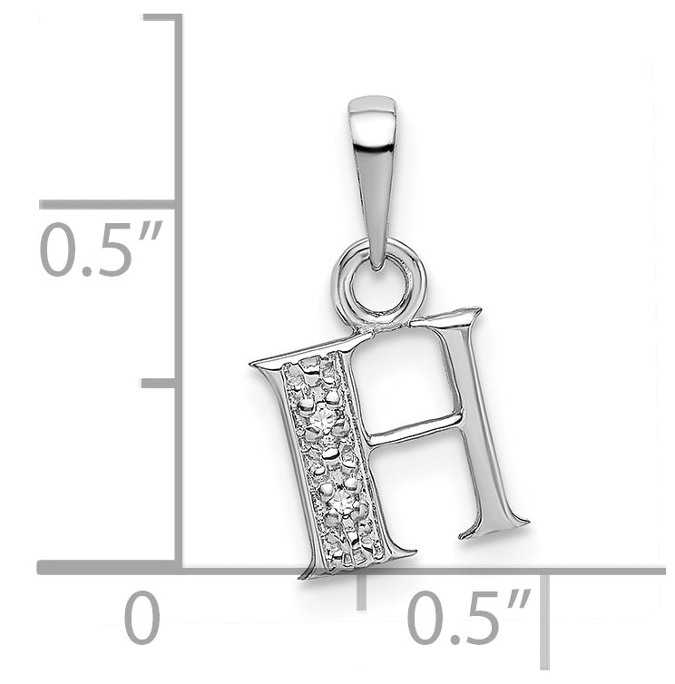 10K White Gold Diamond Initial H Pendant