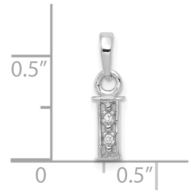 10K White Gold Diamond Initial I Pendant
