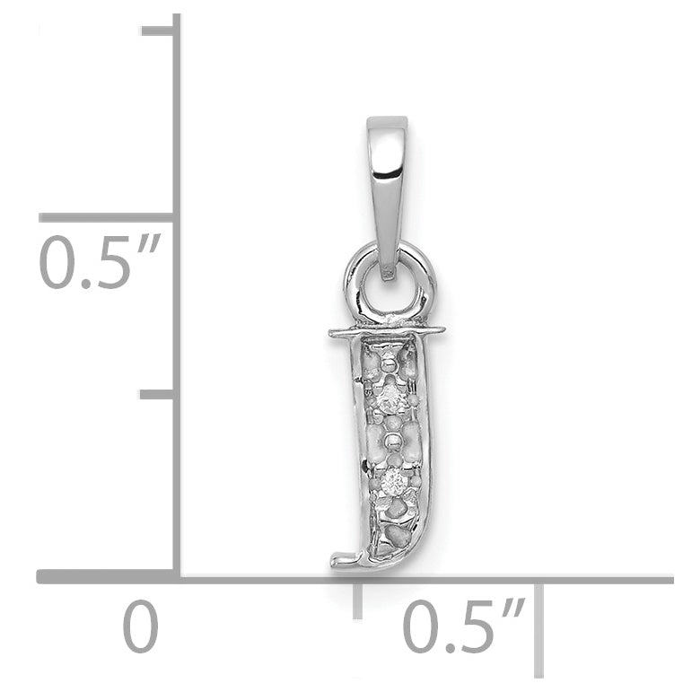 10K White Gold Diamond Initial J Pendant