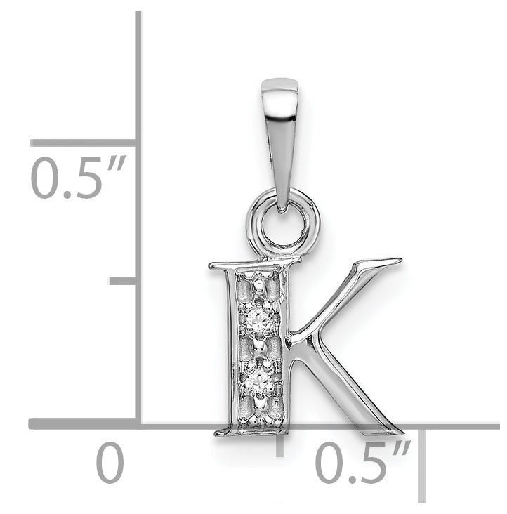 10K White Gold Diamond Initial K Pendant