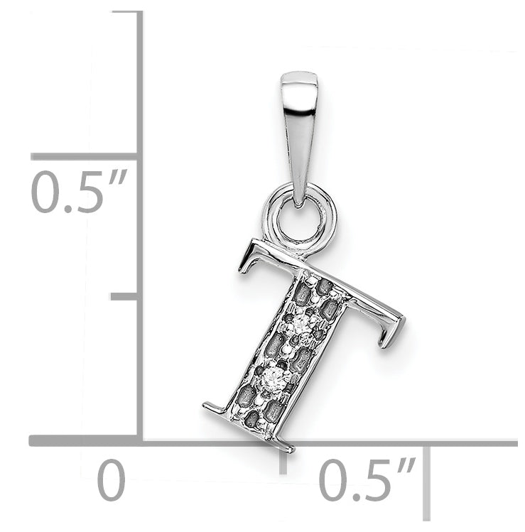 10K White Gold Diamond Initial T Pendant