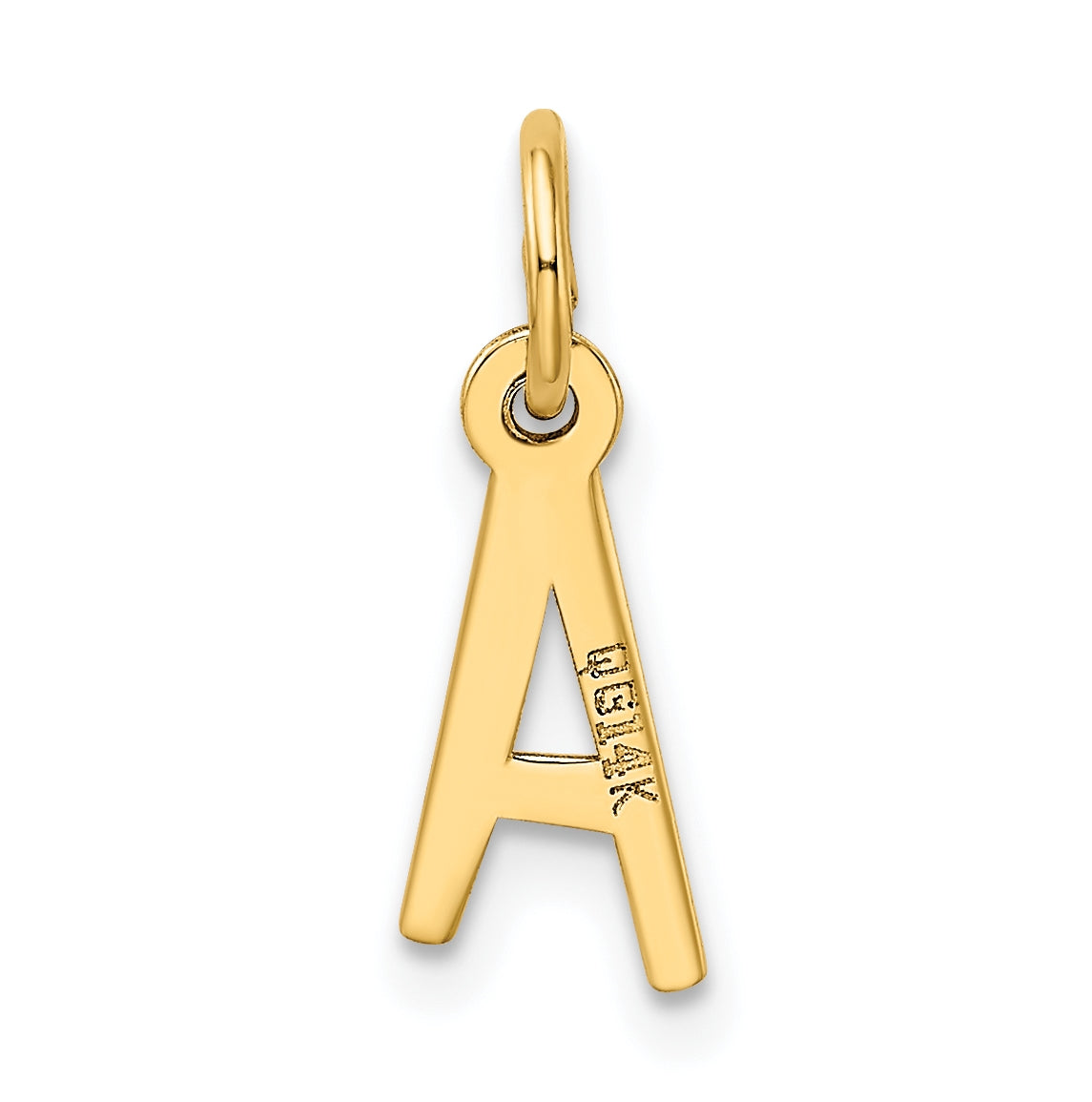 10K Yellow Gold Small Slanted Block Initial A Charm
