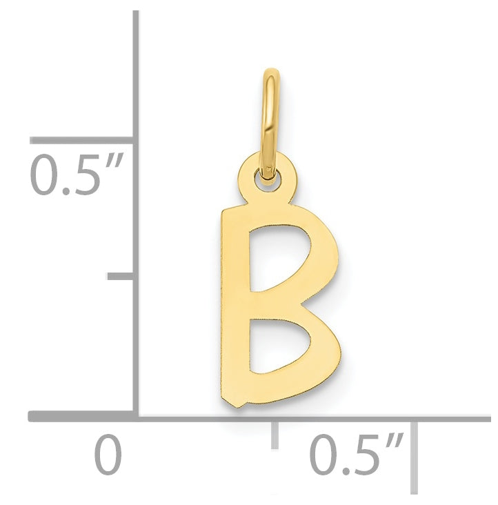10K Yellow Gold Small Slanted Block Initial B Charm