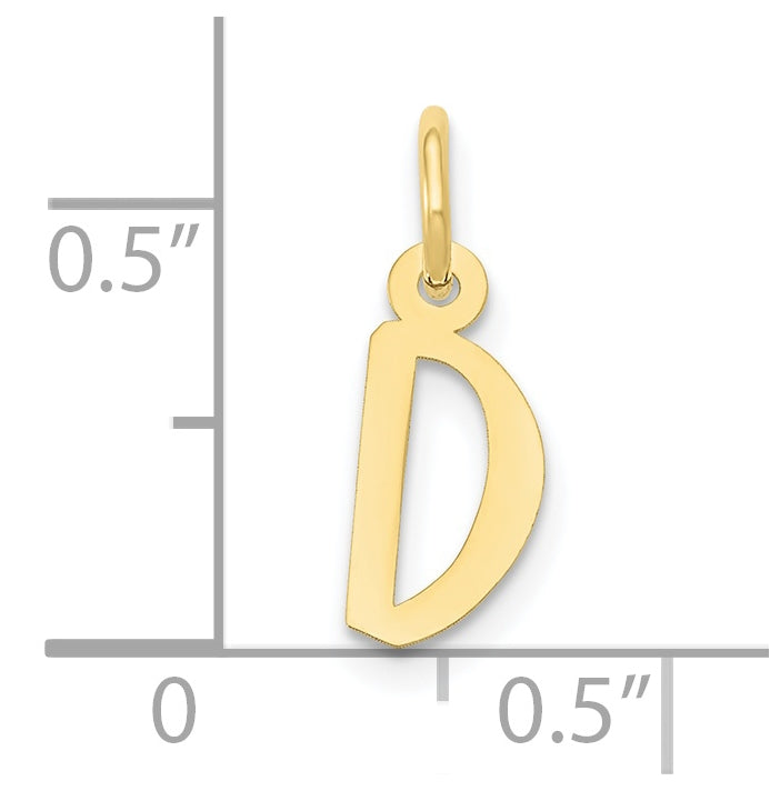 10K Yellow Gold Small Slanted Block Initial D Charm