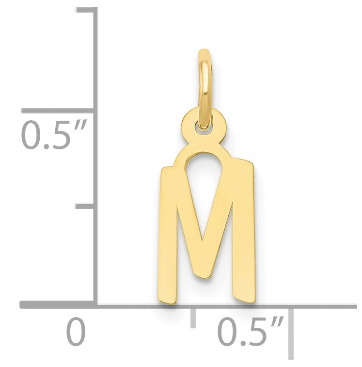 10K Yellow Gold Small Slanted Block Initial M Charm