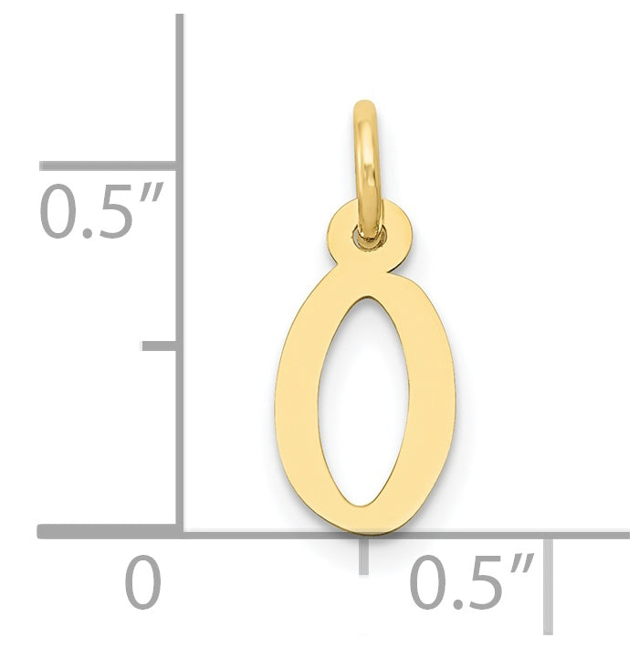10K Yellow Gold Small Slanted Block Initial O Charm