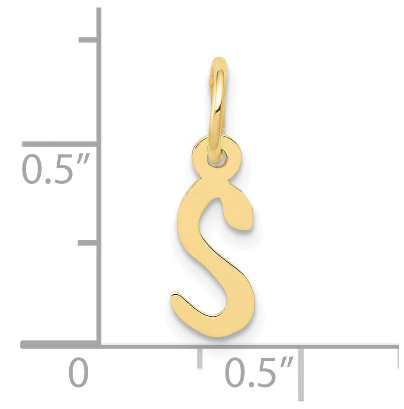 10K Yellow Gold Small Slanted Block Initial S Charm