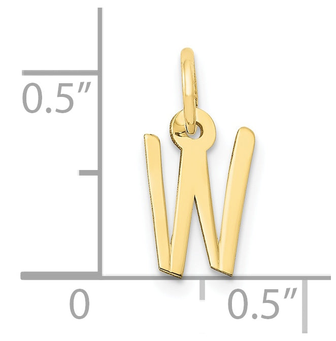 10K Yellow Gold Small Slanted Block Initial W Charm