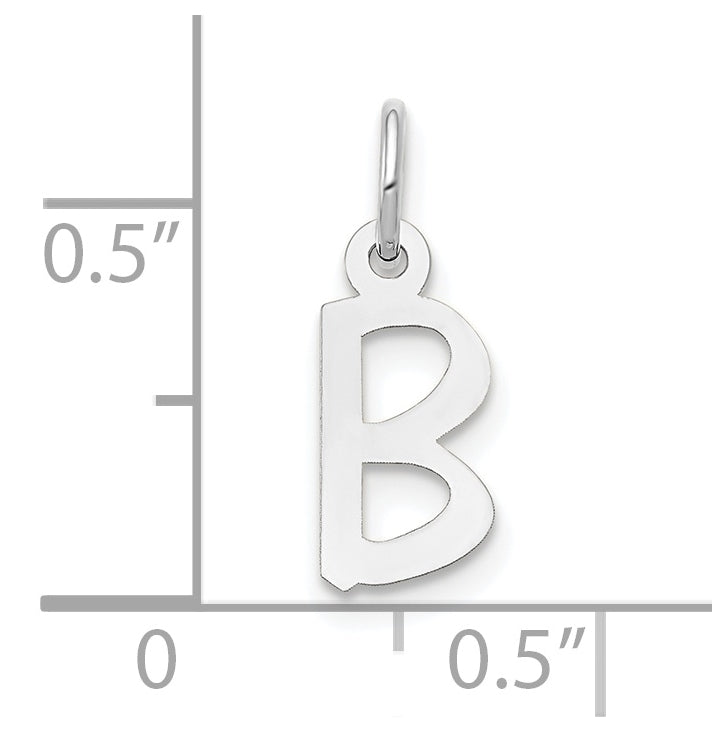 10k White Gold Small Slanted Block Initial B Charm