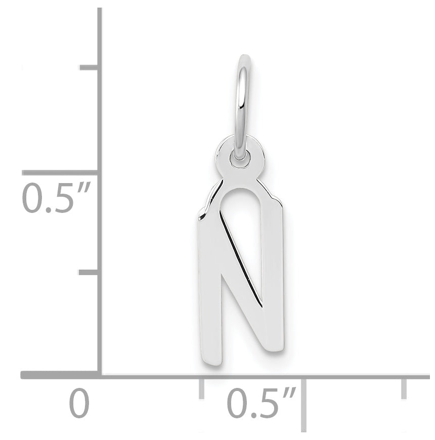 10K Yellow Gold White Gold Small Slanted Block Initial N Char