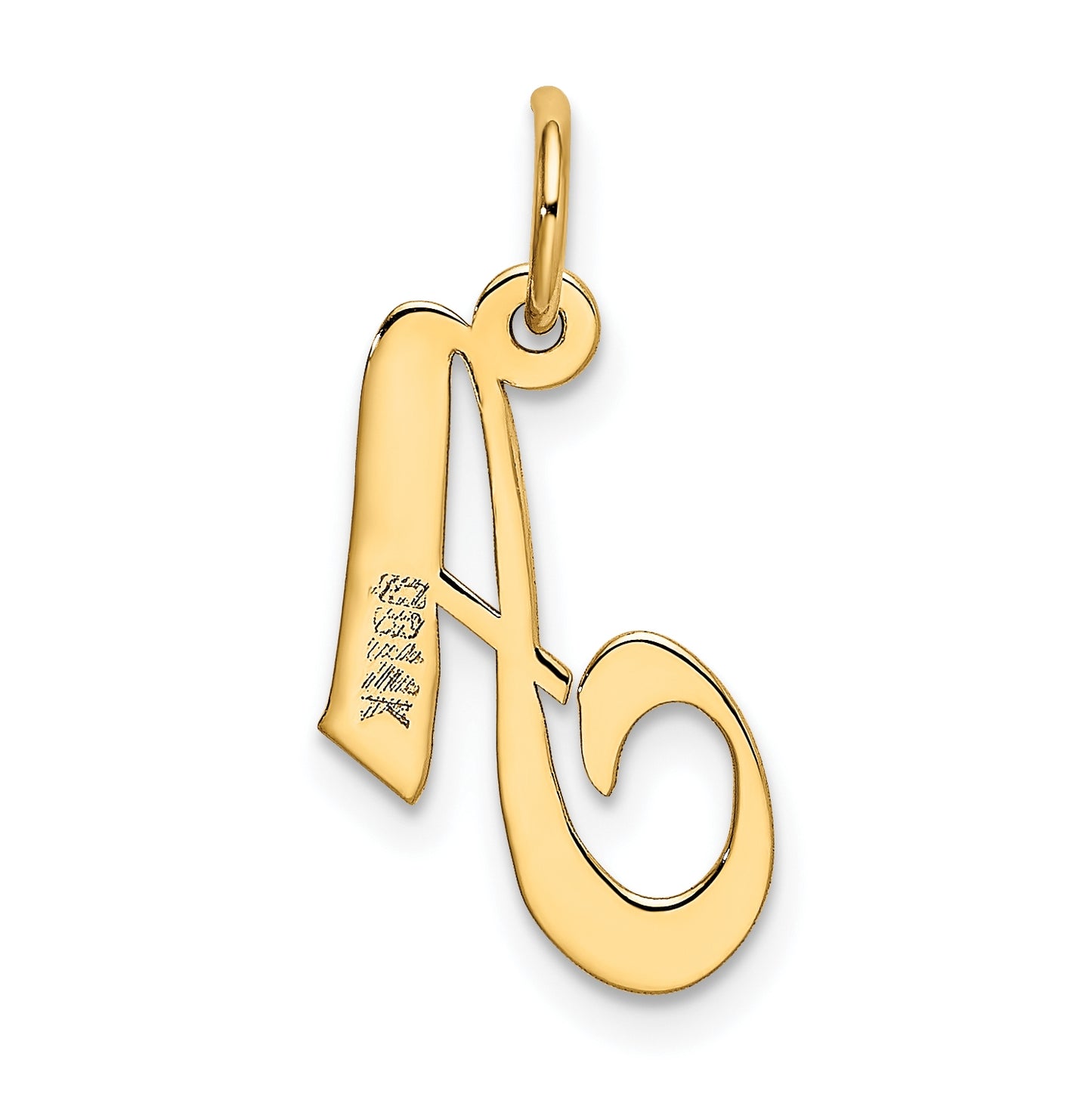 10K Yellow Gold Small Fancy Script Initial A Charm