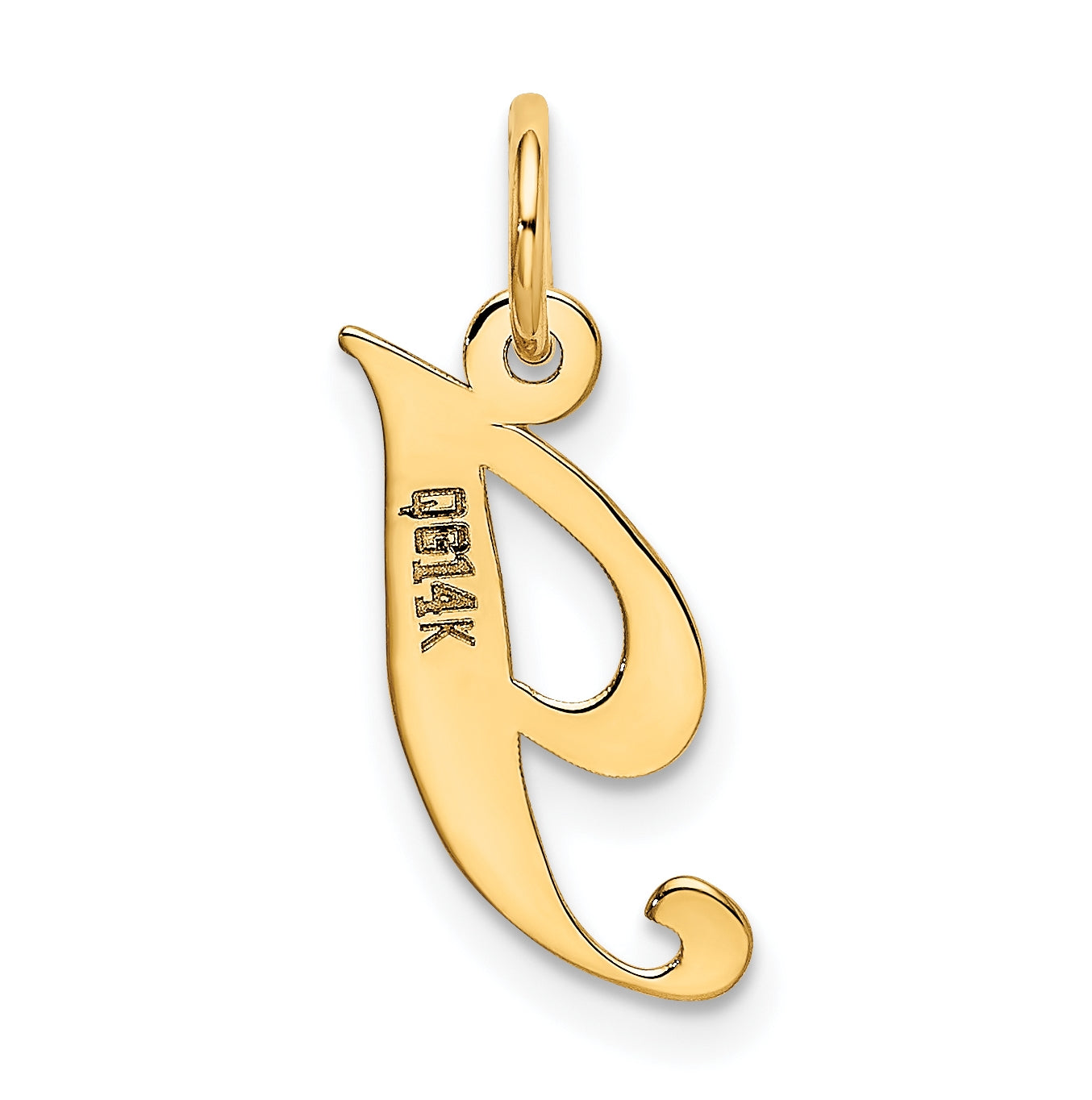 10K Yellow Gold Small Fancy Script Initial I Charm