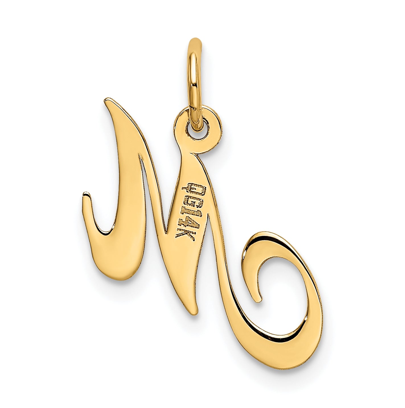 10K Yellow Gold Small Fancy Script Initial M Charm