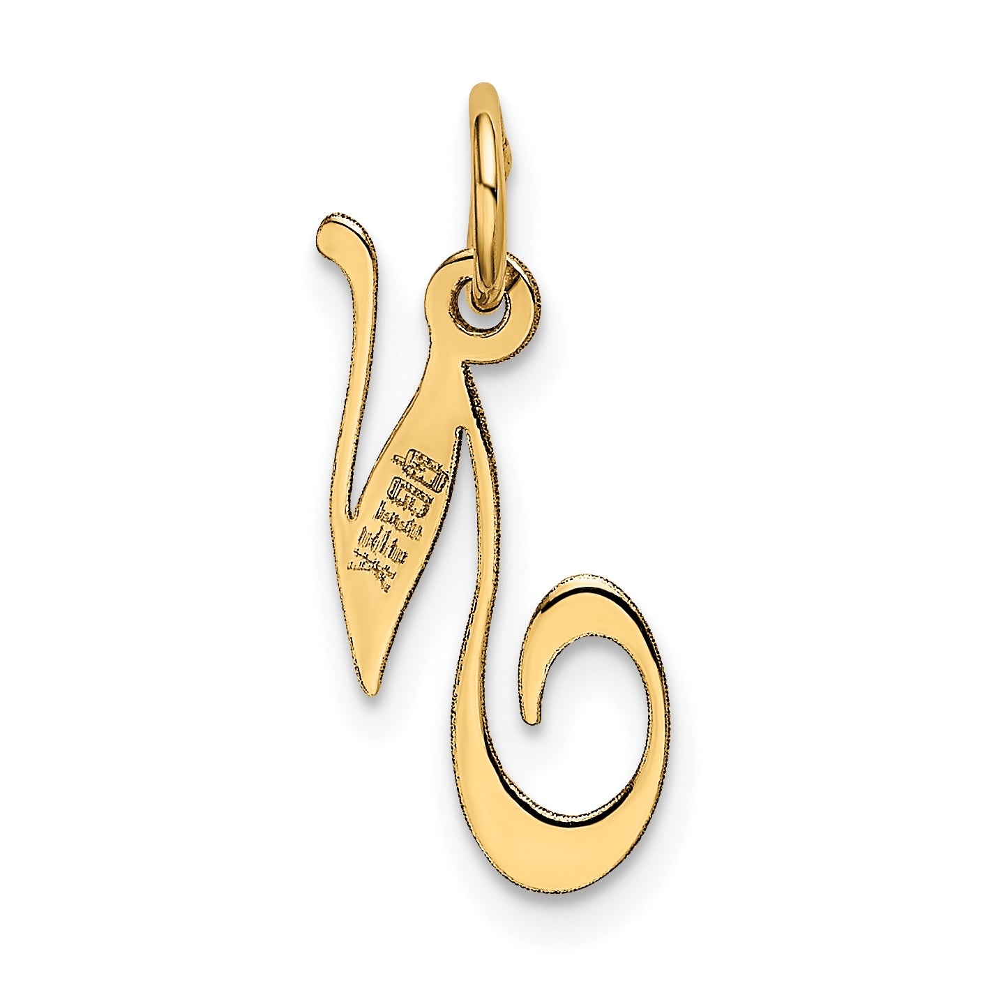 10K Yellow Gold Small Fancy Script Initial N Charm