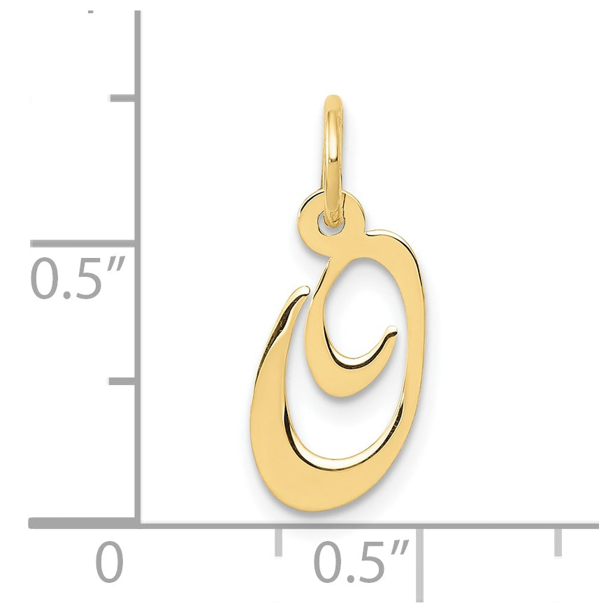 10K Yellow Gold Small Fancy Script Initial O Charm