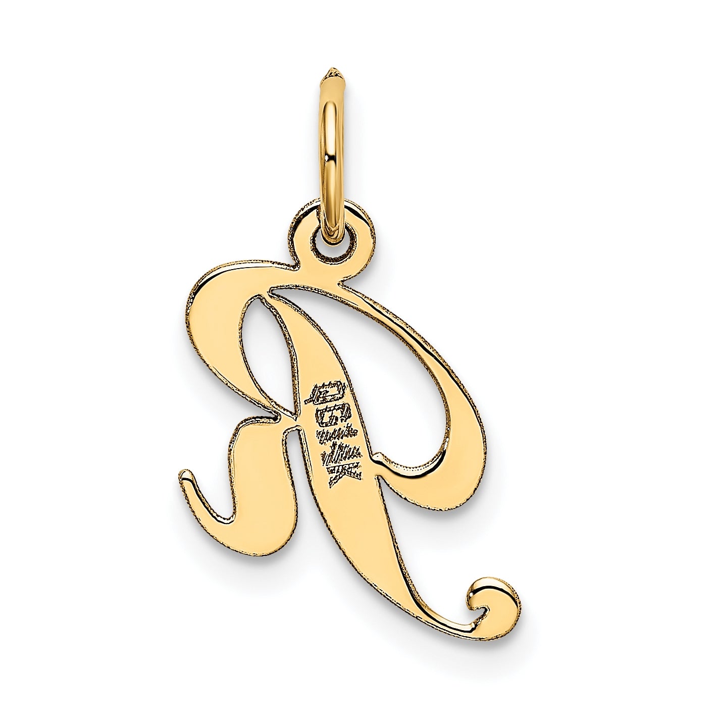 10K Yellow Gold Small Fancy Script Initial R Charm