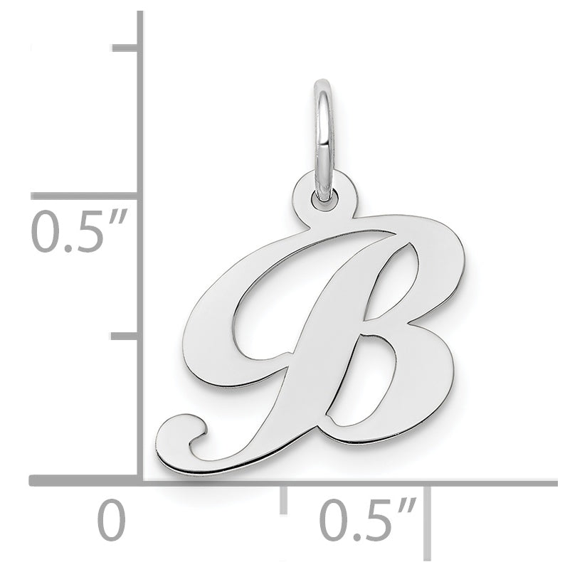 10k White Gold Small Fancy Script Initial B Charm