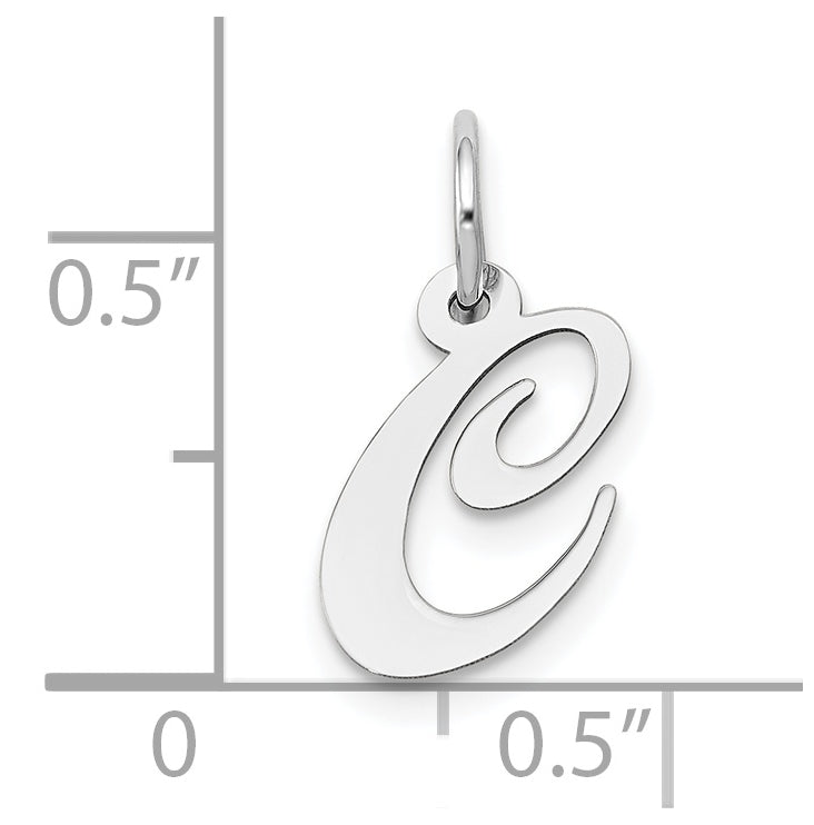 10k White Gold Small Fancy Script Initial C Charm