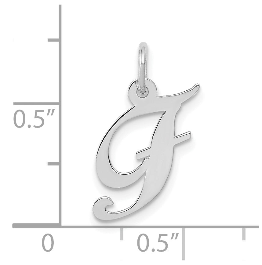 10k White Gold Small Fancy Script Initial F Charm