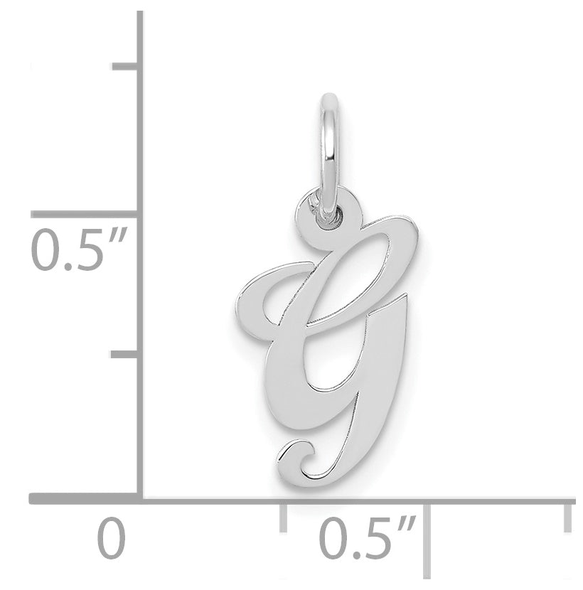 10k White Gold Small Fancy Script Initial G Charm