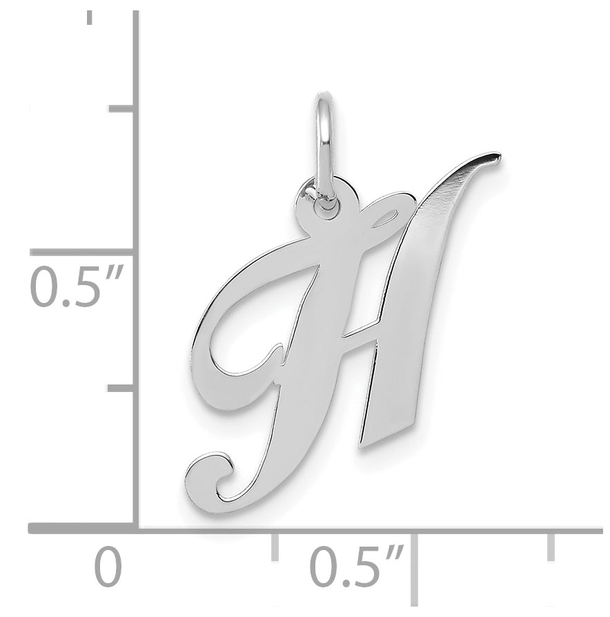 10k White Gold Small Fancy Script Initial H Charm