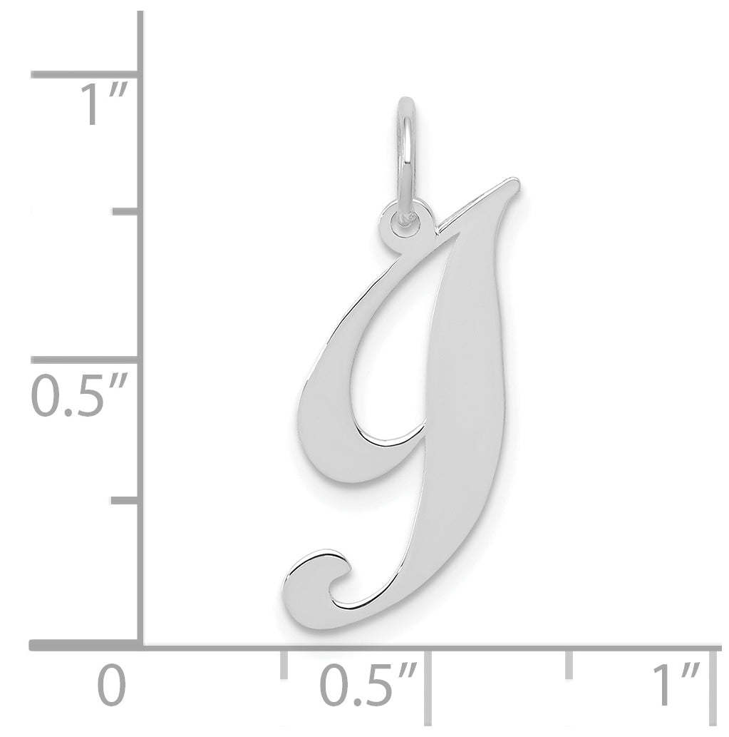 10k White Gold Small Fancy Script Initial I Charm