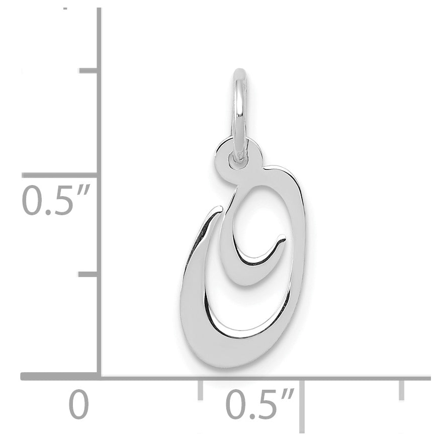 10k White Gold Small Fancy Script Initial O Charm