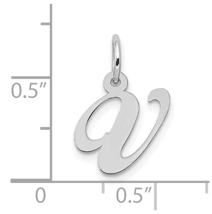 10k White Gold Small Fancy Script Initial V Charm