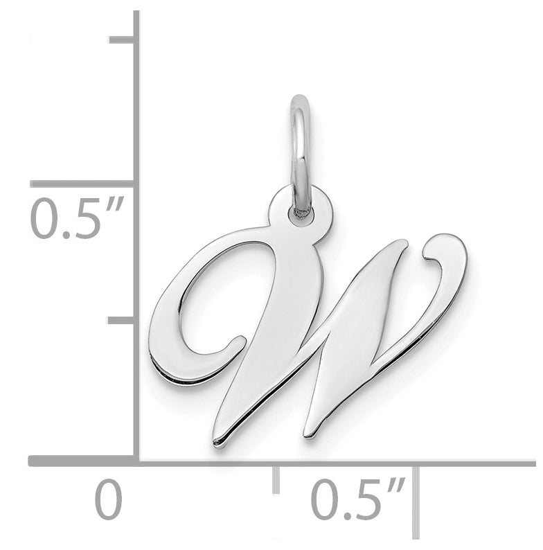 10k White Gold Small Fancy Script Initial W Charm