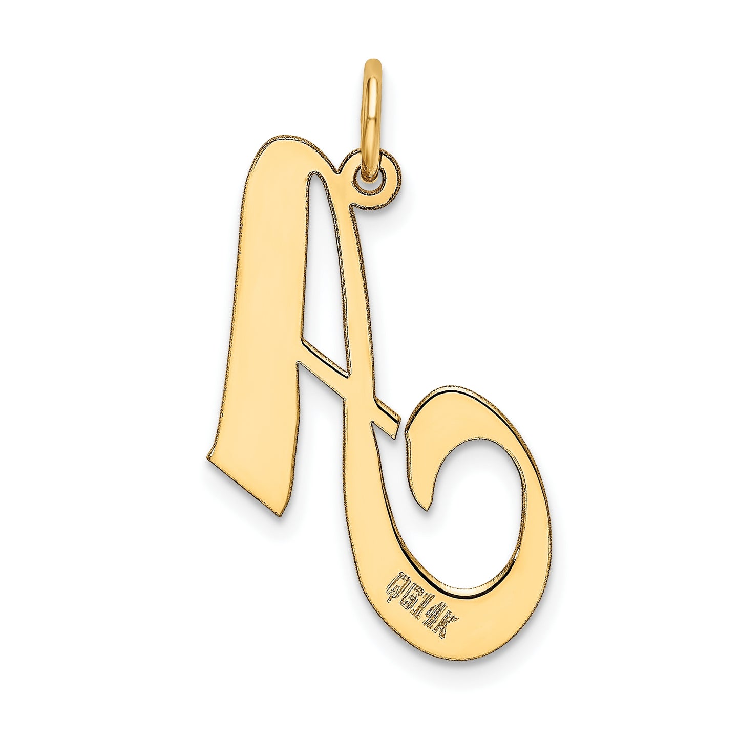 10K Yellow Gold Large Fancy Script Letter A Initial Charm