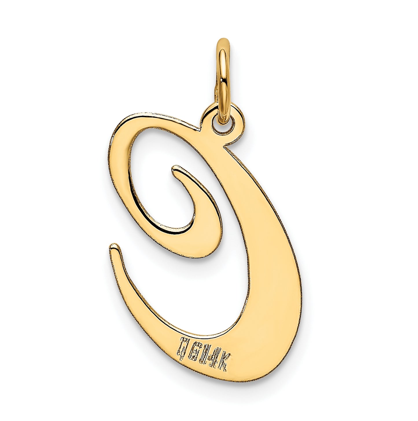 10K Yellow Gold Large Fancy Script Letter C Initial Charm