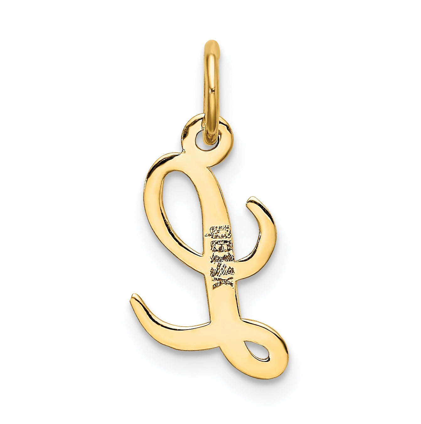 10K Yellow Gold Small-Script Initial L Letter Charm