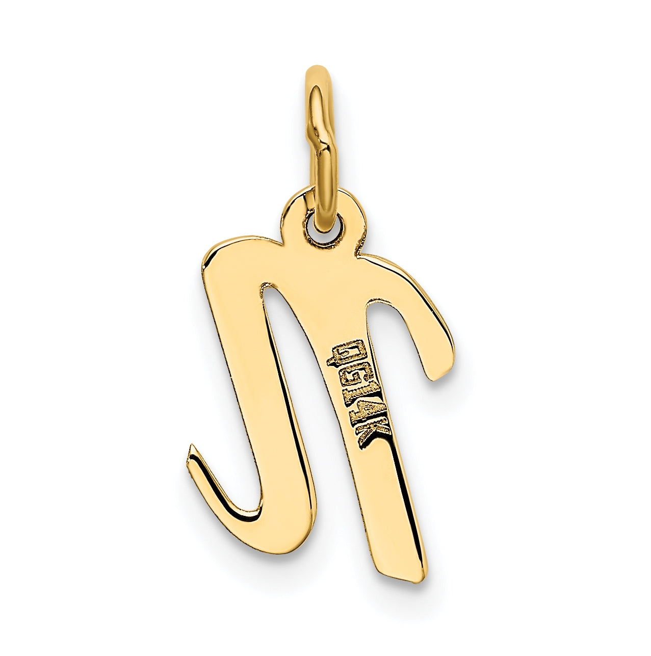 10K Yellow Gold Small-Script Initial N Letter Charm