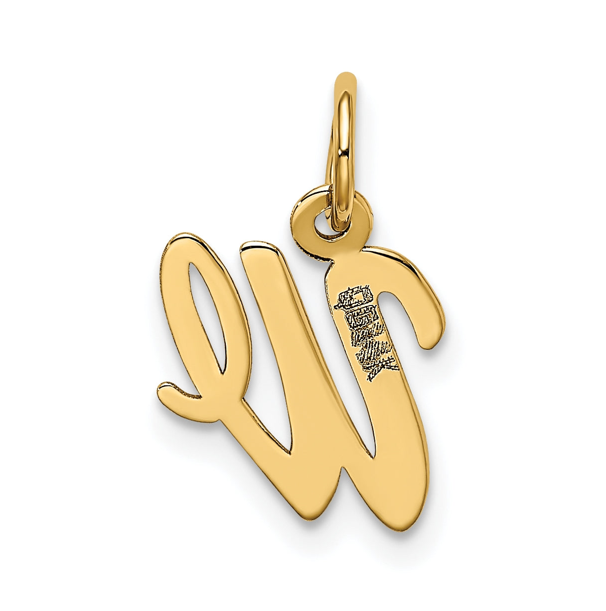 10K Yellow Gold Small-Script Initial W Letter Charm
