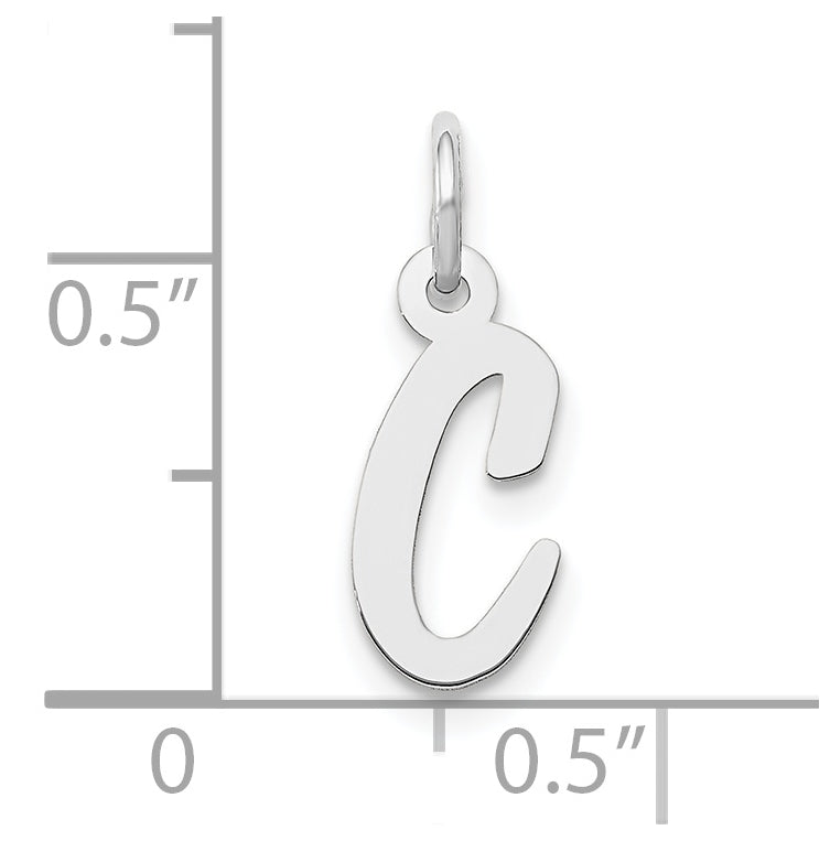 10k White Gold Small Script Initial C Charm
