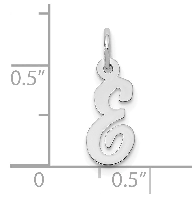 10k White Gold Small Script Initial E Charm